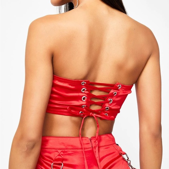 Red satin tube top - Picture 3 of 3